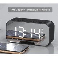 Digital Alarm Clock Radio: 5.5” Large LED Display with 3 Brightness Dimmer, Dual Alarms, FM Radio, Bluetooth Speaker Clock for Home Bedside Bedroom, Black