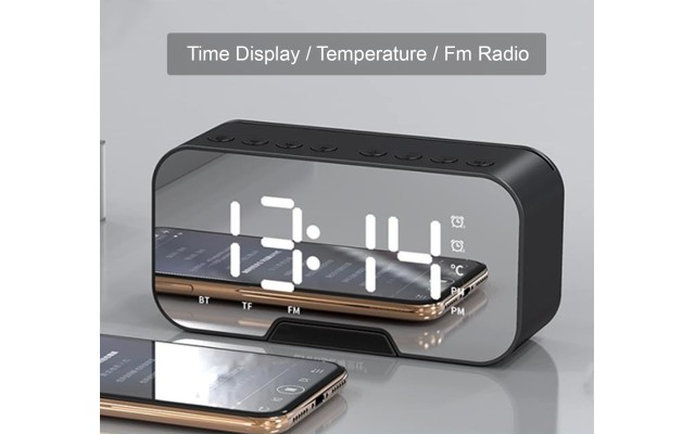 Digital Alarm Clock Radio: 5.5” Large LED Display with 3 Brightness Dimmer, Dual Alarms, FM Radio, Bluetooth Speaker Clock for Home Bedside Bedroom, Black