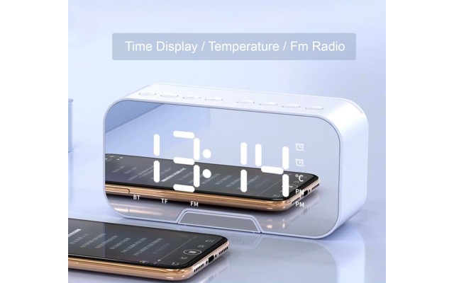 Digital Alarm Clock Radio: 5.5” Large LED Display with 3 Brightness Dimmer, Dual Alarms, FM Radio, Bluetooth Speaker Clock for Home Bedside Bedroom, White