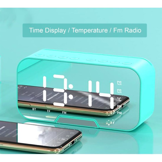 Digital Alarm Clock Radio: 5.5” Large LED Display with 3 Brightness Dimmer, Dual Alarms, FM Radio, Bluetooth Speaker Clock for Home Bedside Bedroom, Blue