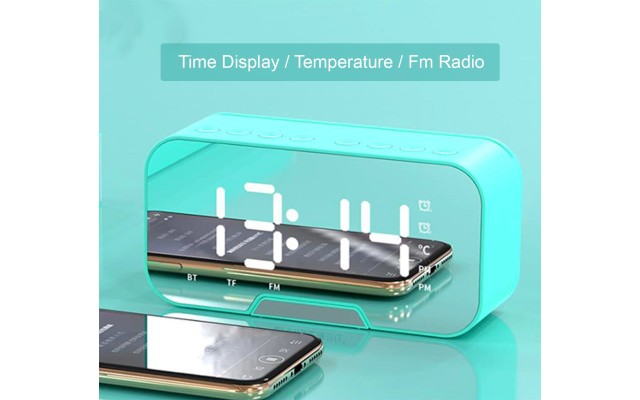 Digital Alarm Clock Radio: 5.5” Large LED Display with 3 Brightness Dimmer, Dual Alarms, FM Radio, Bluetooth Speaker Clock for Home Bedside Bedroom, Blue