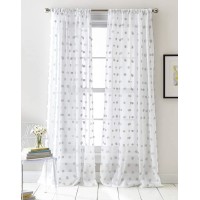 DKNY Ella Sheer Window Curtain Panel Pair, 50 x 96 inch, Grey