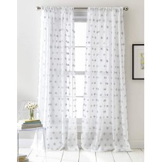 DKNY Ella Sheer Window Curtain Panel Pair, 50 x 96 inch, Grey