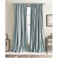 DKNY Modern Knotted Velvet Lined Curtain Panel Pair, Blue, 84-inch Panel Pair