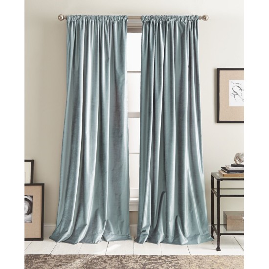  Modern Knotted Velvet Lined Curtain Panel Pair, Blue, 84-inch Panel Pair