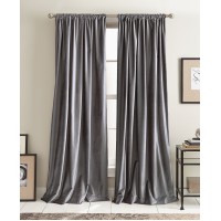 DKNY Modern Knotted Velvet Lined Curtain Panel Pair, Gray, 108-inch Panel Pair