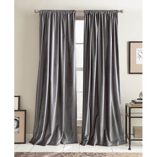  Modern Knotted Velvet Lined Curtain Panel Pair, Gray, 108-inch Panel Pair