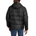  Men’s Secure Zip Hand Pockets Hooded Down Jacket, Black, Large