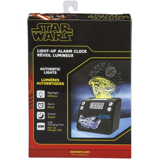  Star Wars Episode Light Up Alarm Clock with USB Charging