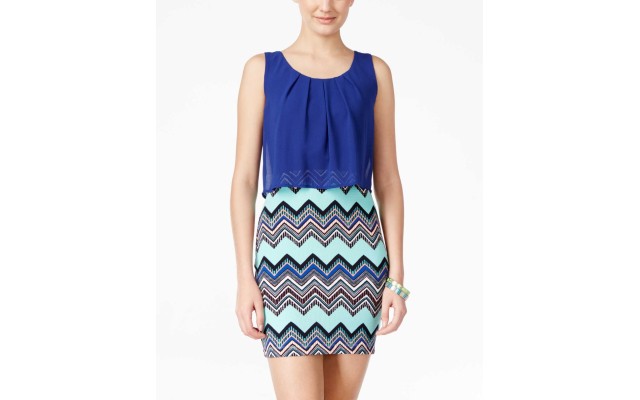  Chevron Women Dress Mint/Multi Size MEDIUM