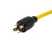  1.6’ Heavy Duty L14-30P to 4 x 5-20R Short Power Cord 20 Amp Circuit Breakers with Metal Cord Holder Clip