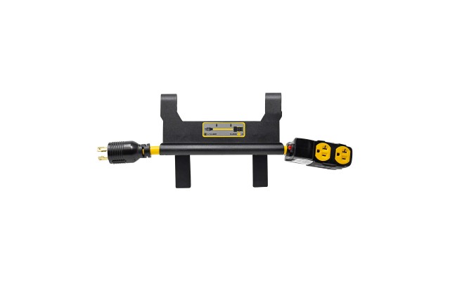 1.6’ Heavy Duty L14-30P to 4 x 5-20R Short Power Cord 20 Amp Circuit Breakers with Metal Cord Holder Clip