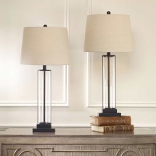 Global Direct Davidson Glass Table Lamp 2-Pack, Beige