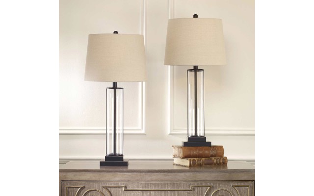  Davidson Glass Table Lamp 2-Pack, Beige
