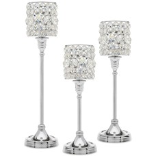 Godinger Lighting by Design 3-Pc. Crystal Taper Silver Candlestick Set, 13