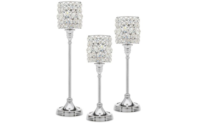  Lighting by Design 3-Pc. Crystal Taper Silver Candlestick Set, 13