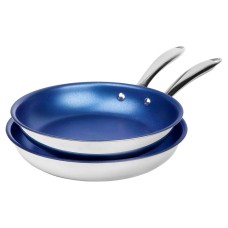Granitestone Diamond PRO Stainless Steel Tri-Ply Exterior with  Non-Stick Interior in Blue Saute Pans, 2-piece Set
