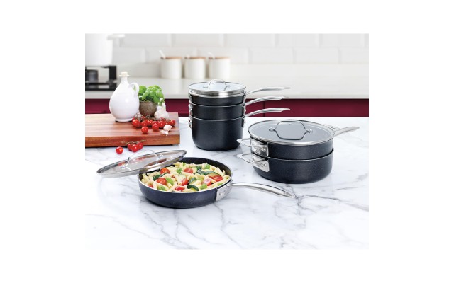  Stainless-Steel Diamond Pro Stackmaster 10-Piece Space-saving Cookware Set