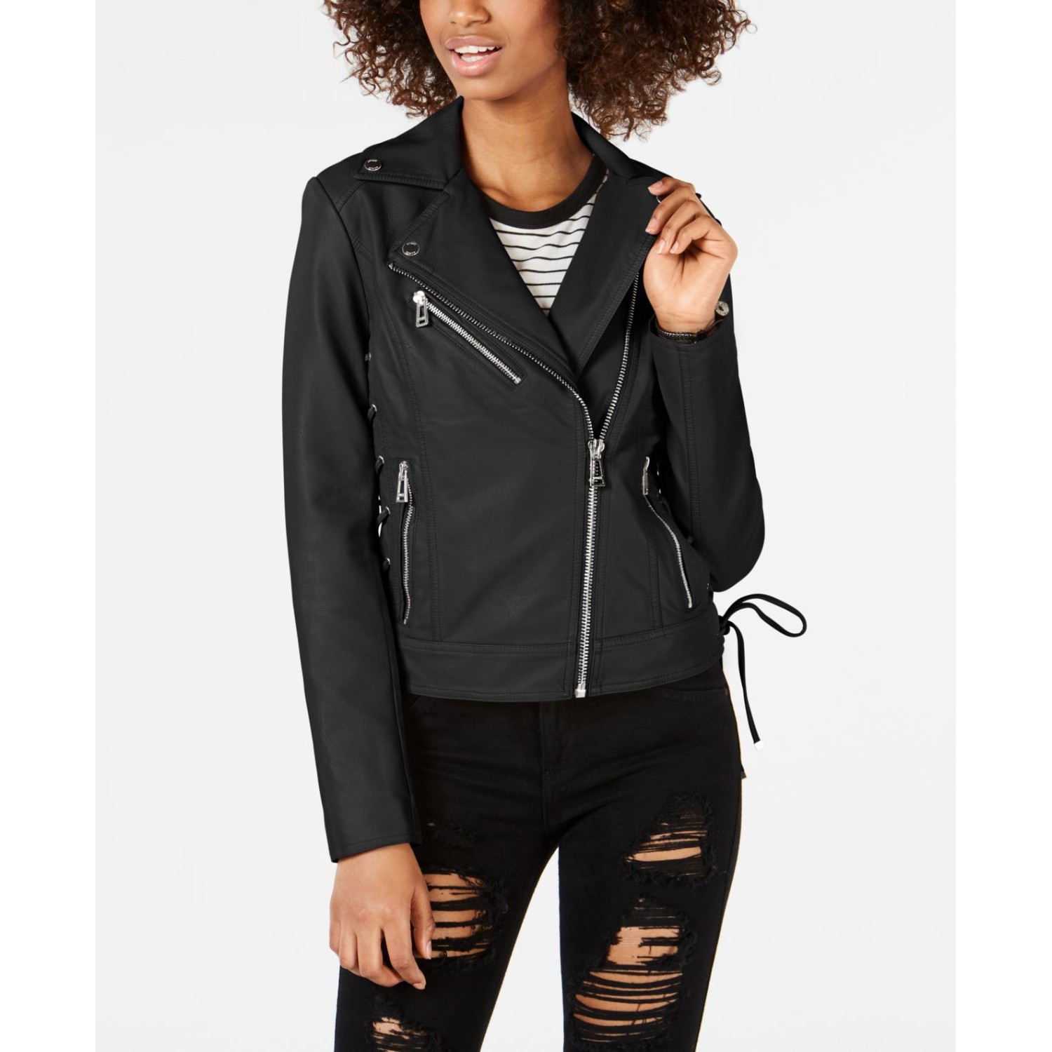 guess faux leather moto jacket