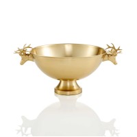 Holiday Lane Gold-Tone Iron Stag Head Decor Bowl