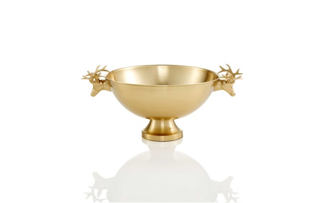  Gold-Tone Iron Stag Head Decor Bowl