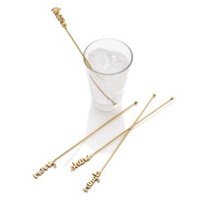 Holiday Lane Set of 4 Steel Gold-Tone Cocktail Stirrers