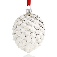 Holiday Lane Silver and White Pinecone Ornament
