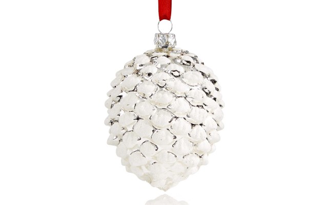  Silver and White Pinecone Ornament
