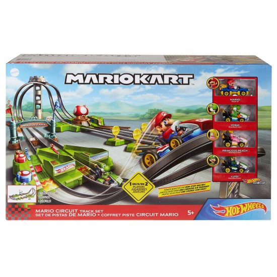  Mario, Yoshi, Princess Peach and Luigi Die-Cast Karts Circuit Track Set (4 Cars Included)