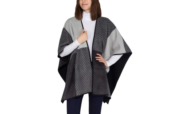  Ladies' Reversible Wrap with High Pile Fleece, Gray