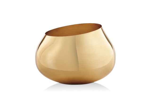  Large Gold Metal Candle, Oud Wood