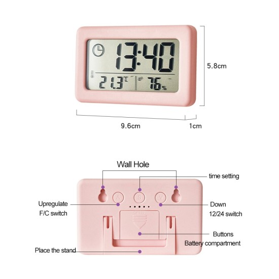 Indoor Thermometer Alarm Clock Display Digital Room Thermometer Hygrometer Thermometer, Green