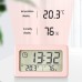 Indoor Thermometer Alarm Clock Display Digital Room Thermometer Hygrometer Thermometer, Pink