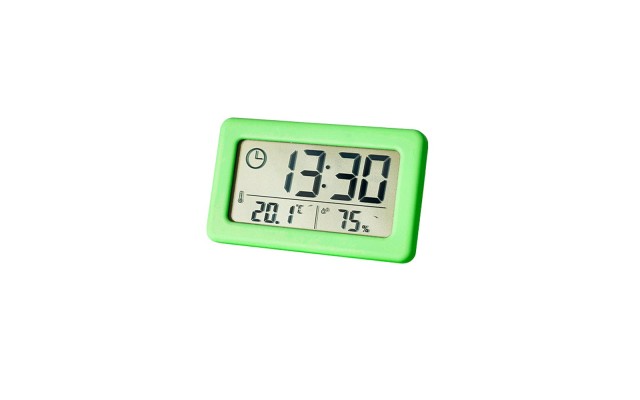 Indoor Thermometer Alarm Clock Display Digital Room Thermometer Hygrometer Thermometer, Green