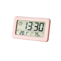 Indoor Thermometer Alarm Clock Display Digital Room Thermometer Hygrometer Thermometer, Pink