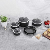 J.A. Henckels International 10-piece Capri Textured Granitium Nonstick Cookware Set, Black