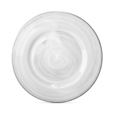 Jay Imports Alabaster Glass Charger Plate With Silver-Tone Rim