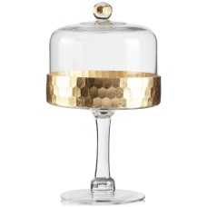 Jay Imports Gold Pedestal Plate with Dome