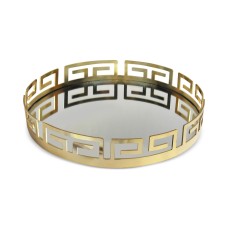 Jay Imports Greek Key 15 Round Mirror Tra Gold
