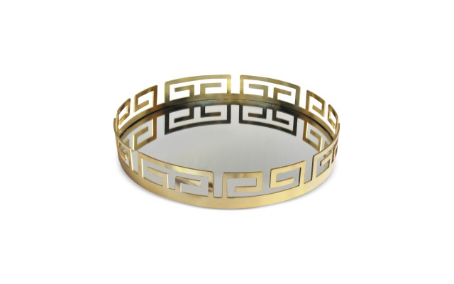 Jay Imports Greek Key 15 Round Mirror Tra Gold
