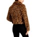  Juniors' Faux-Fur Leopard-Print Moto Jacket, Brown, XS