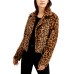  Juniors' Faux-Fur Leopard-Print Moto Jacket, Brown, S