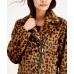  Juniors' Faux-Fur Leopard-Print Moto Jacket, Brown, XS