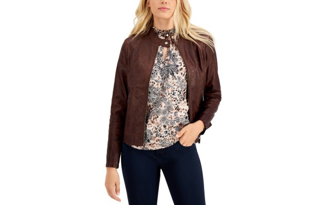  Juniors’ Faux-Leather Jacket