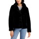  Juniors' Notch-Collar Faux-Fur Jacket, Black, XL