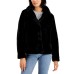  Juniors' Notch-Collar Faux-Fur Jacket, Black, M