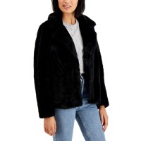 Jou Jou Juniors' Notch-Collar Faux-Fur Jacket, Black, XL