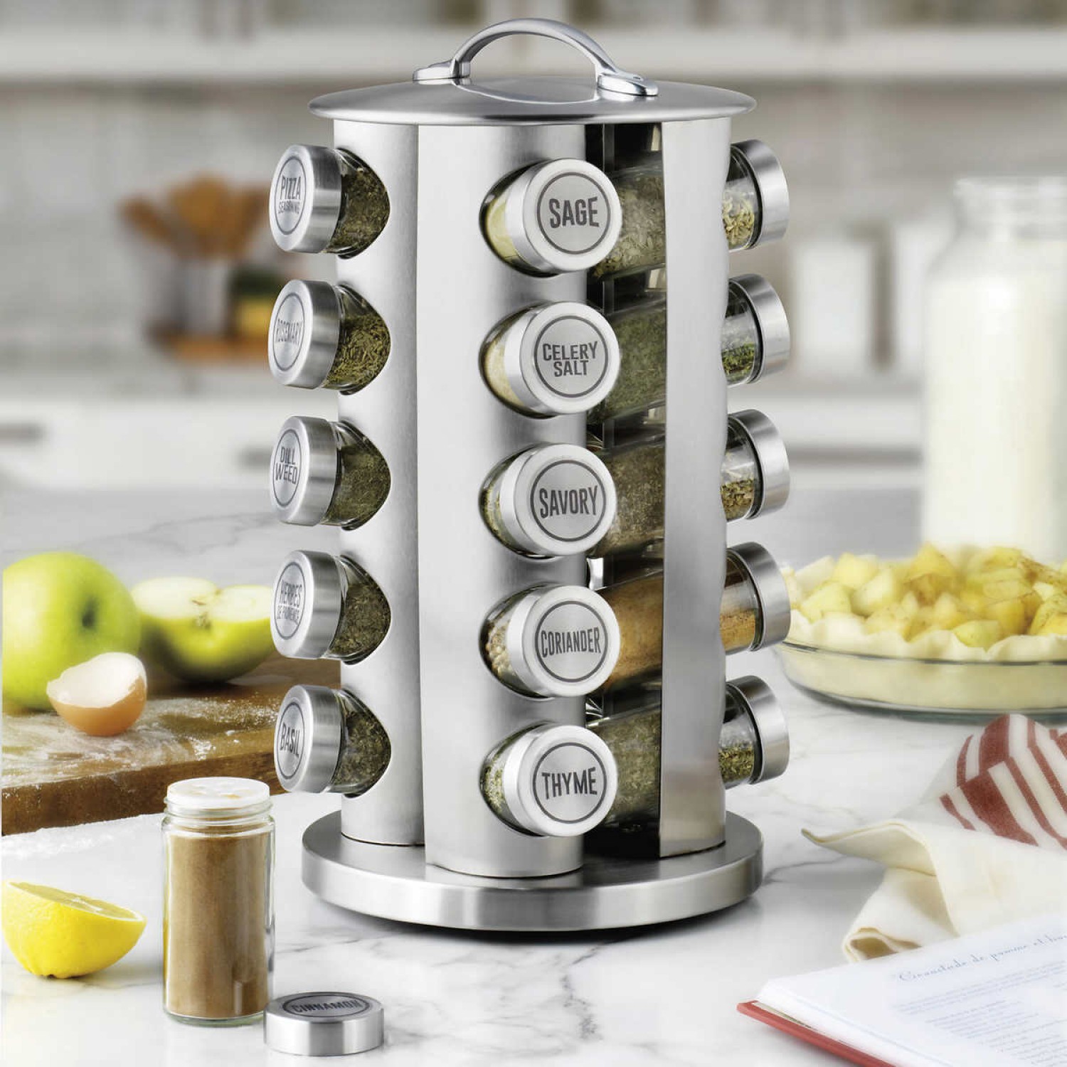 Kamenstein 20 Jar Revolving Stainless Steel Spice Rack With Free Spice   Kamenstein 20 Jar Revolving Stainless 80529642 1500x1500 