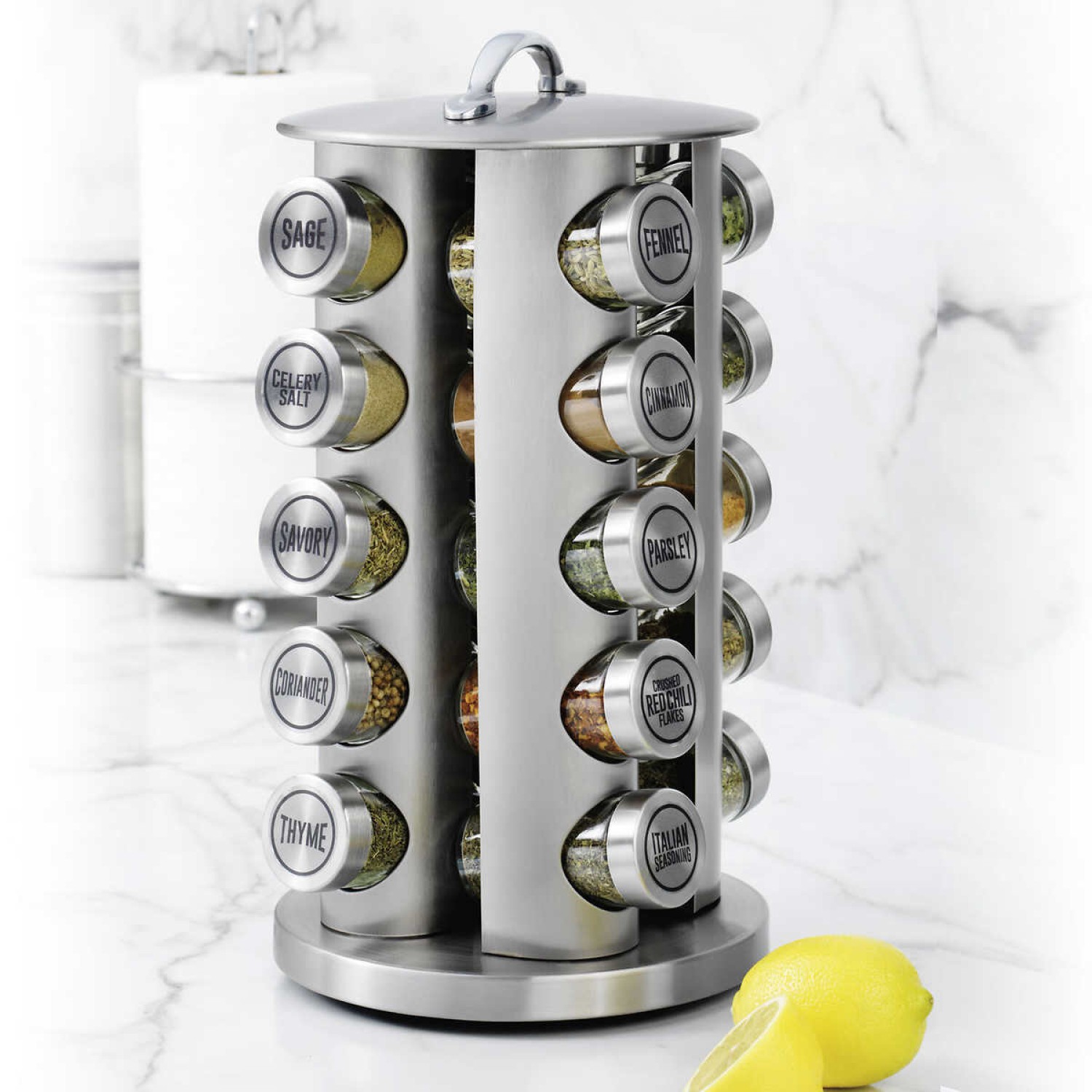 Kamenstein 20 Jar Revolving Stainless Steel Spice Rack With Free Spice   Kamenstein 20 Jar Revolving Stainless 936044805 1500x1500 