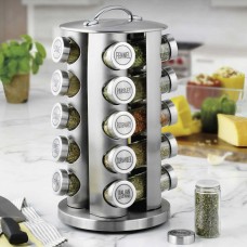 Kamenstein 20 Jar Revolving Stainless Steel Spice Rack with Free Spice Refills